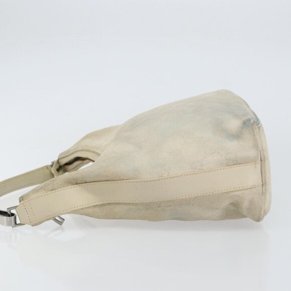 GUCCI GG Canvas Shoulder Bag Suede White Silver 000 0602 Auth am10075 - Picture 5 of 16
